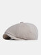 Men Cotton Elastic Breathable Casual Octagonal Hats Painter Hats Beret Flat Caps - Beige