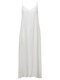 Sexy Women Bohemian Solid Color Backless V Neck Maxi Sundress - White