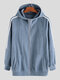 Mens Autumn Fashion Casual Solid Color Long Sleeve Zipper Hooded Jacket - Blue
