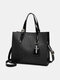 Faux Leather Ostrich Printed Multi-carry Crossbody Bag Large Capacity Tote Shoulder Bag Handbag - Black