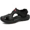 Men Hook Loop Outdoor Slip Resistant Leather Sandals - Black