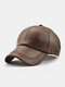 Men's PU Leather Vintage Baseball Caps With Personalized  Woven Hats - Brown