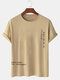Mens Japanese Slogan Print Crew Neck Short Sleeve T-Shirts - Apricot