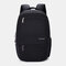 Men USB Charging Solid Casual Large Capacity Multi-Pocket Backpack - Black
