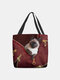 Women Felt Cute Cat Handbag Tote - Red