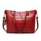 Women Crocodile Pattern Tote Handbags Casual Large Capacity Crossbody Bags - Red