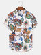 Mens All Over Colorful Floral Print Holiday Short Sleeve Shirts - White