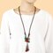 Vintage Bee Agate Sweater Chain Necklace Ethnic Long Style Necklace For Women - Red