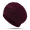 Women Extensible Rabbit Hair Blend Pure Color Thick Warm Knit Hat Outdoor Travel Snow Hat - Wine Red