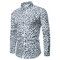 Men's Casual Leopard Printed Turn Down Collar Slim Fit Long Sleeve Shirt - Grey