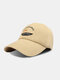 Unisex Polyester Cotton Solid Color Letter Fish Embroidery Simple Sunshade Baseball Cap - Khaki