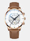 Decorated Pointer Men Business Watch Calendar Stainless Steel Leather Quartz Watch - #16