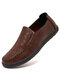 Men Comfy Round Toe Slip-on Soft Driving Casual Loafers - Brown