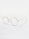 Unisex Resin Metal Round Frame Anti-Blue Simple Natural Glasses - Silver