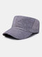Men Linen Solid Color Casual Outdoor Sunshade Military Hat Flat Hat Peaked Cap - Gray