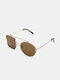 Unisex Metal Asymmetrical Full Frame Double-bridge UV Protection Fashion Decorative Sunglasses - Coffee