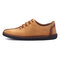 Men British Style Retro Stitching Soft Sole Lace Up Flat Cap-toe Casual Shoes - Taupe