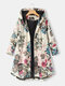 Abrigo con capucha y manga larga con estampado de flores Plus - Beige