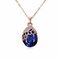 Luxury Women Necklace Blue Crystal Glass Rhinestone Drop Necklace  - Rose Gold