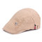 Mens Classic Embroidery Letter Cotton Sunshade Beret Caps Casual Adjustable Forward Hat - Khaki