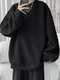 Mens Jacquard Crew Neck Casual Pullover Sweatshirt - Black