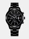 Alloy Steel Band Business Calendar Men Casual Fashion Quartz Watch - Black+Black+Silver