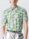 Mens Heart Graphic Half-Collar Short Sleeve T-Shirt - Green