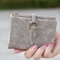 Women Candy Color PU Leather Small Short Bifold Wallet Purse Card Holder - Grey
