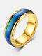 Trendy Personality Temperature-sensitive Discoloration Circle-shaped Stainless Steel Couple Ring - Gold