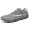 Men Genuine Leather Non Slip Soft Sole Casual Driving Shoes - Grey