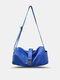 Men Faux Leather Fashion Waterproof Large Capacity Crossbody Bag Shoulder Bag - Blue