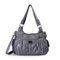 Women Multi-Pockets Rivet Soft Leather Crossbody Bag Shoulder Bag - Grey
