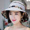 Women Summer Cotton Bucket Hat With Flower Pattern Casual Sunshade Breathable Beach Hat - Grey