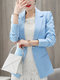 One Buckle Self-cultivation Jacket Casual Slim Suit - Light Blue