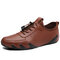 Men Genuine Leather Non Slip Soft Sole Casual Driving Shoes  - Brown