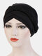 JASSY Milk Silk Solid اللون Bandana Hat قبعة صغيرة - أسود