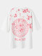 Mens Cherry Blossoms Letter Back Print Drop Shoulder Loose Cotton T-Shirts - White