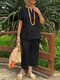 Women Solid Texture Notched Neck Side Split Casual Co-ords - Black