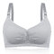 Wireless Soft Cotton Front Button Breathable Maternity Gather Nursing Bras - Grey