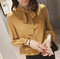 New White Shirt Wild Loose Bow Top With Chiffon Shirt Female Long Sleeves - Ginger yellow
