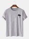 Mens Coconut Tree Print Crew Neck 100% Cotton Short Sleeve T-Shirt - Gray