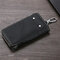 Men Retro Genuine Leather Multi-function 6 Key Holder Purse Solid Card Holder - Black