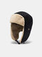 Men Cotton Polar Fleece Solid Color Outdoor Ear Protection Warmth Trapper Hat - Black
