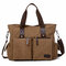 Large Capacity Men Women Canvas Multifunctional Crossbody Bag Canvas Outdoor Handbag - Coffee