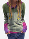 Stripe Button Long Sleeve Contrast Color Sweater For Women - Purple