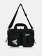 Men Nylon Fashion Large Capacity Multi-Carry Crossbody Bag Shoulder Bag - Black
