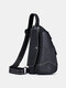 Women Genuine Leather Multi-Layers Earphone Hole Crossbody Bag Chest Bag Sling Bag - Black