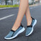 Elastic Band Large Size Walking Breathable Flat Casual Shoes - Light Blue