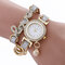 Fashion Quartz Wristwatch Gold Alloy Rhinestone Love Two Layer Small Bell Watches for Women - White