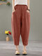 Solid Pocket Casual Tapered Pants For Women - Rust